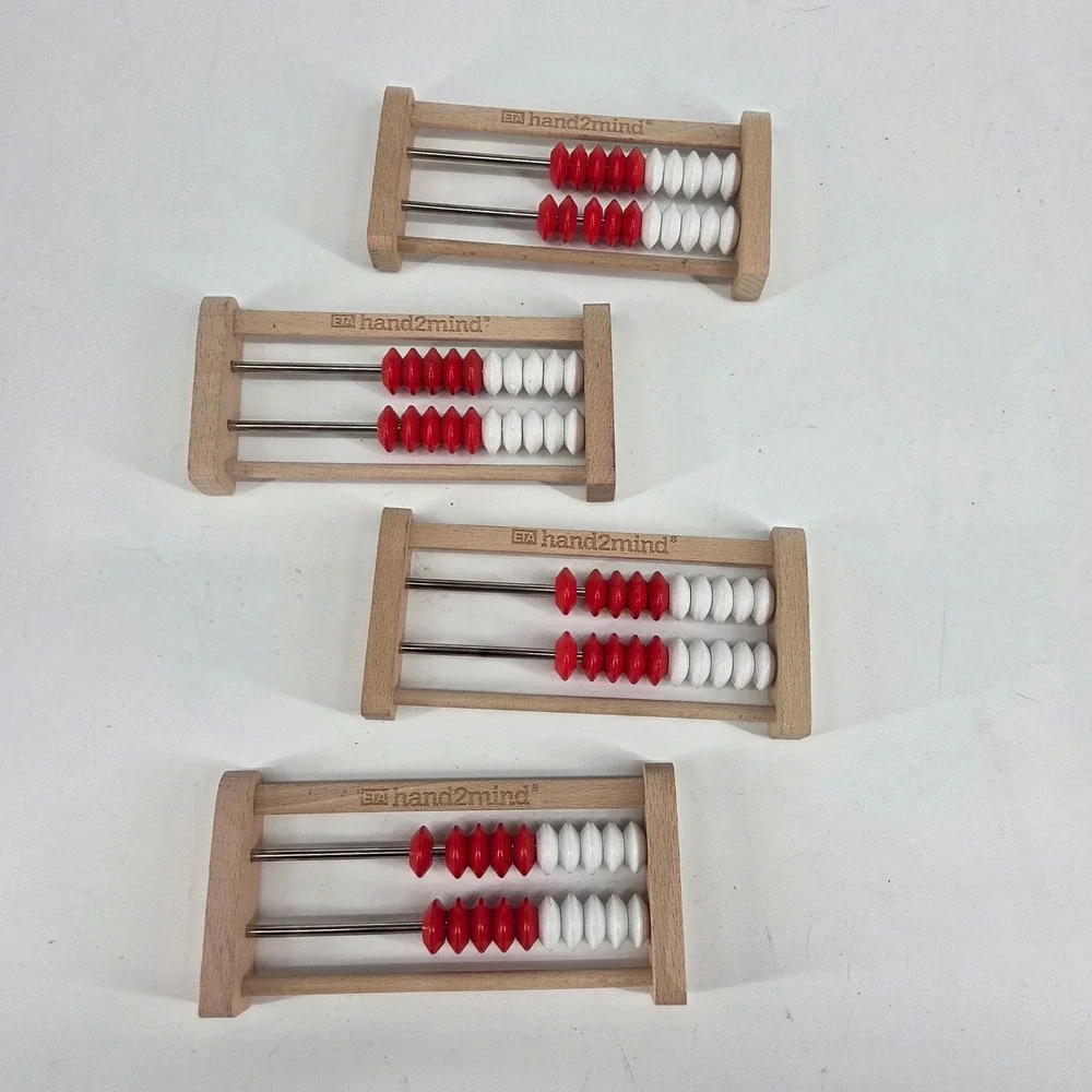 Hand2mind 20 Bead Rekenrek Wooden Math Manipulative Abacus Set of 4 Red White - Picture 2 of 3
